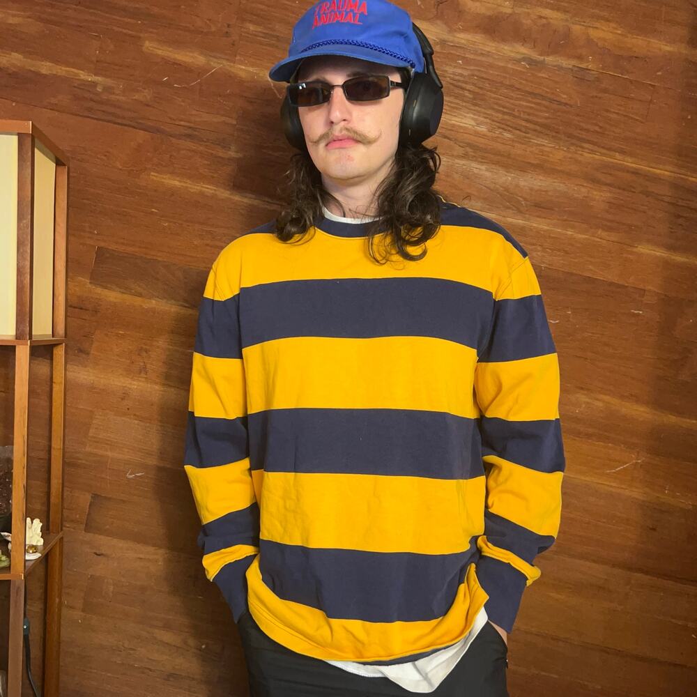 VINTAGE J Crew Oarsman Striped Rugby Style Long Sleeve Size L Skater 90s